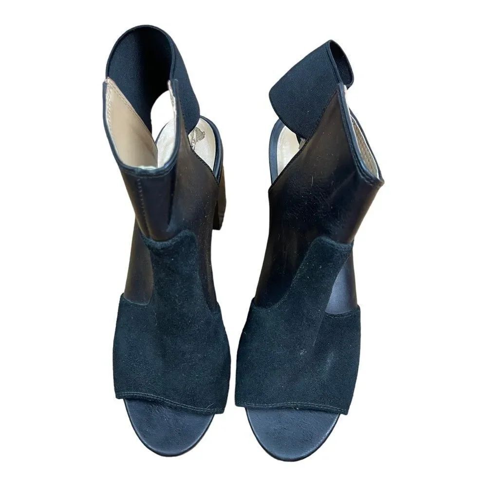 Kensie Esther Black Suede Open Toe Bootie Heels Cutout Women’s Size 9.5 Sandals